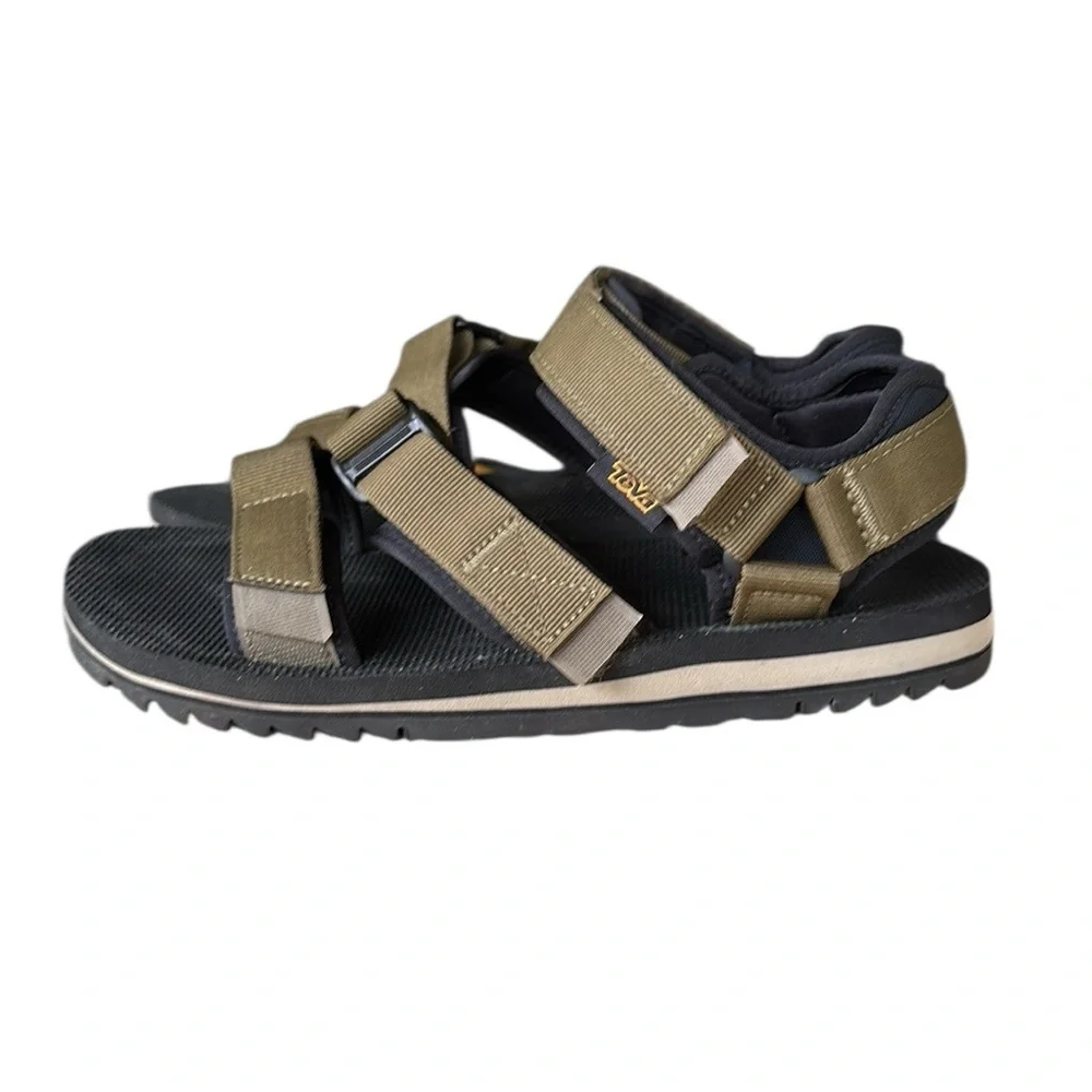 Men’s Teva Olive Green Cross Strap Trail Hiking Outdoor Sandals Sz 10
